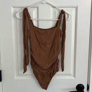 REVOLVE: brown bodysuit with ties